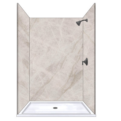 Polymarm 60" W 80" H 36" D Three Wall Composite Shower Wall Panel Surround - Seamless 60" Backwall