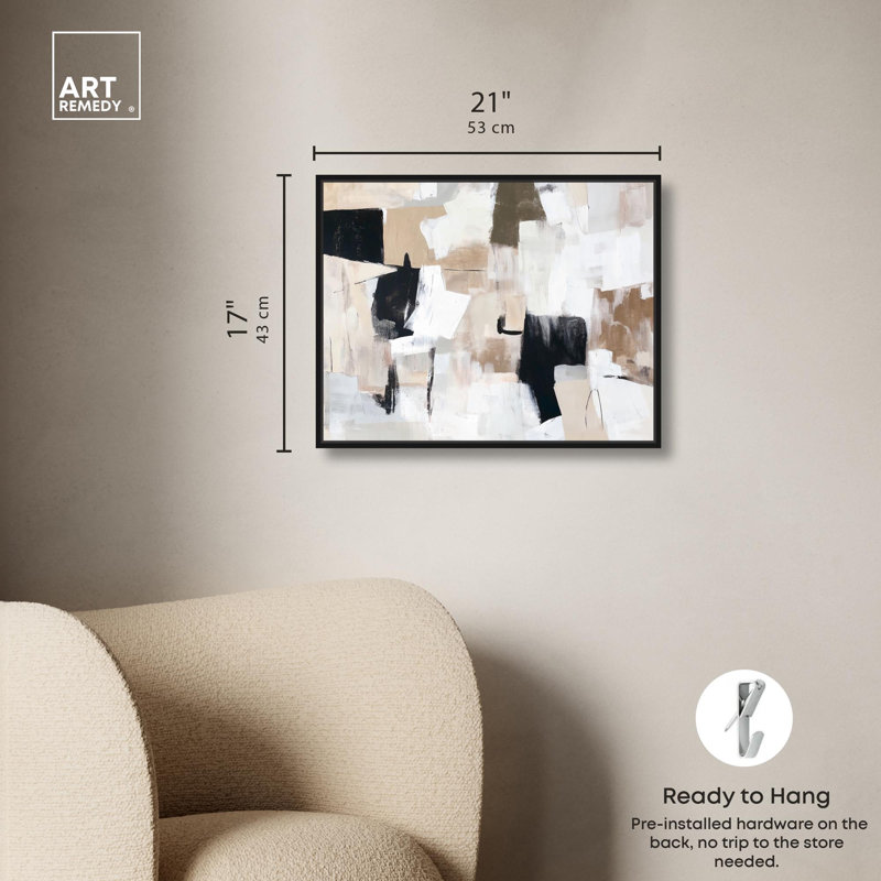 Art Remedy, toile minimaliste élégante, contraste infini, H 21 po x l 17 po, Cadre flottant noir