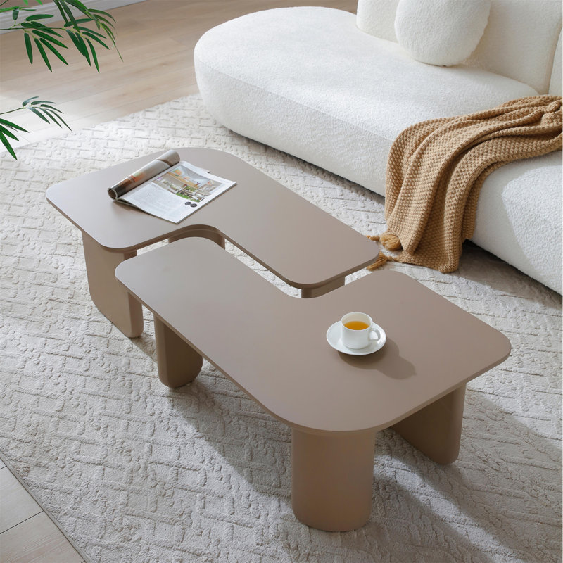 Ensemble de 2 tables basses modulaires modernes (seulement la table incluse), Kaki