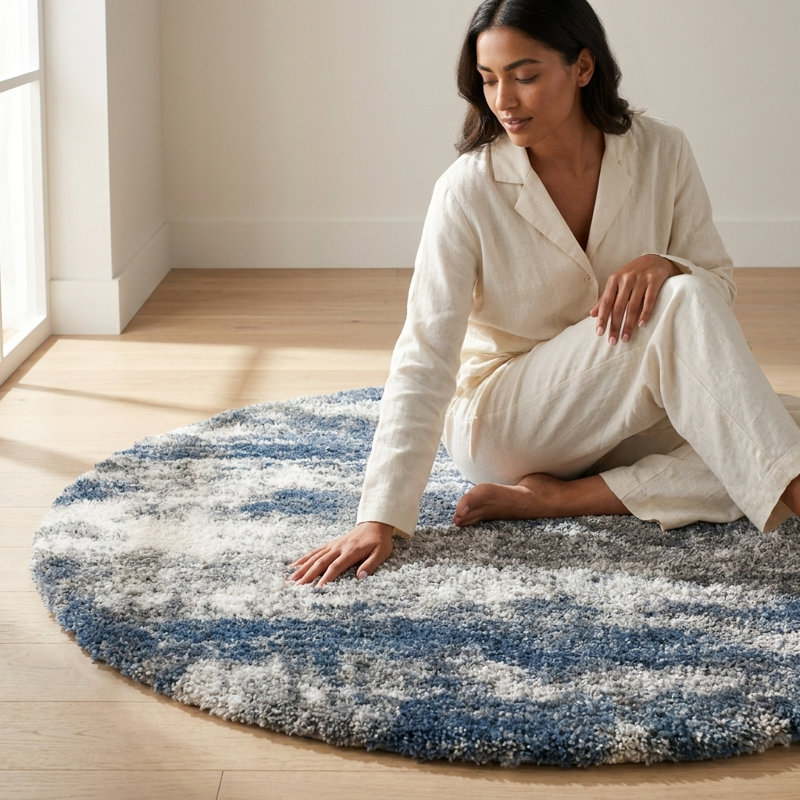 Alban Performance Abstract Indoor Rug, Round 5'