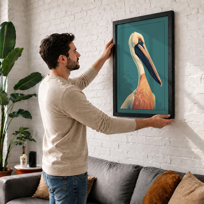 Pelican Profile Modern - Print, A2 - 59.4 x 42.0 cm, Oak