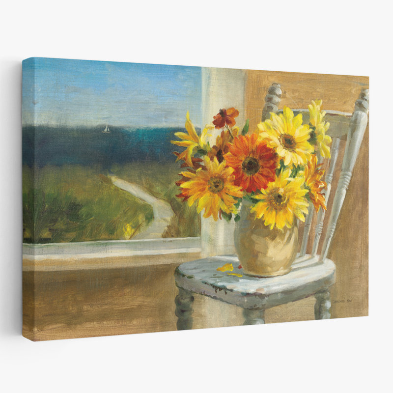 Chaises côtières - tournesols au bord de la mer, H 32 po x l 48 po