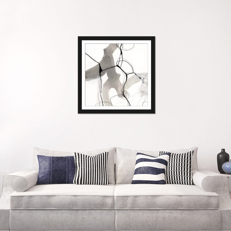« modulant i », reproduction d’art sur toile tendue, Papier d'art encadré noir, Blanc, H 24 po x l 24 po x P 1 po