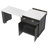 K&K 82.6" Fluted Kitchen Island with Extendable Dining Table for 4-6, Island Table for Kitchen with Power Outlet, Kitchen Table with Double-Side Storage, 2 Drawers 2 Side Open Shelves, Black-1885839684