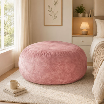 6 pi Fauteuil à billes en mousse à mémoire de forme, housse en flanelle, rose