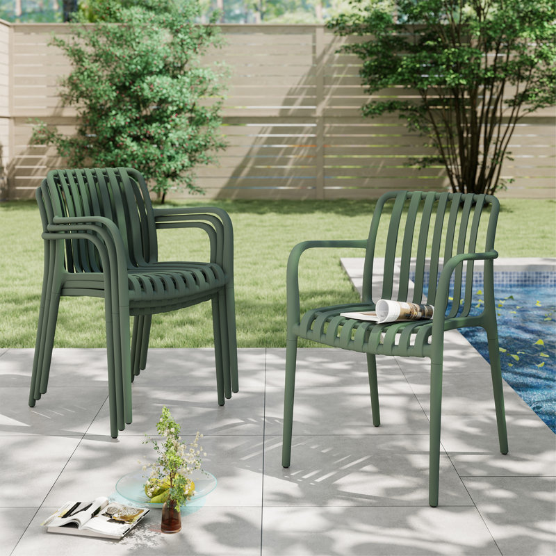 Outdoor Stacking Dining Armchair, Green