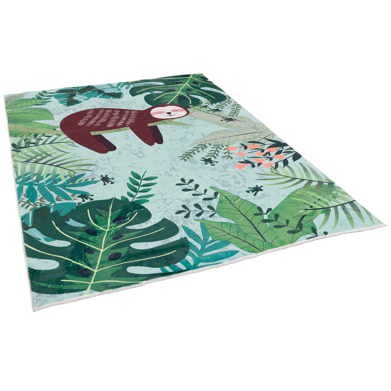 Crewkerne Power Loom Green/Red Rug, Rectangle 160 x 230cm