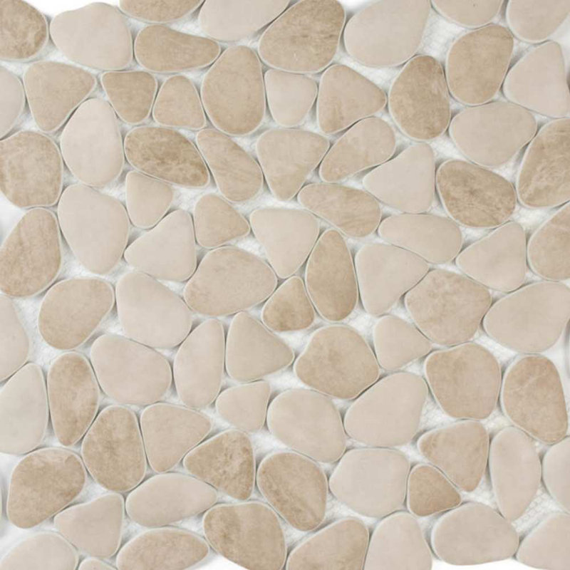 Huron Glass Pebbles Mosaic Tile, Sand Stone