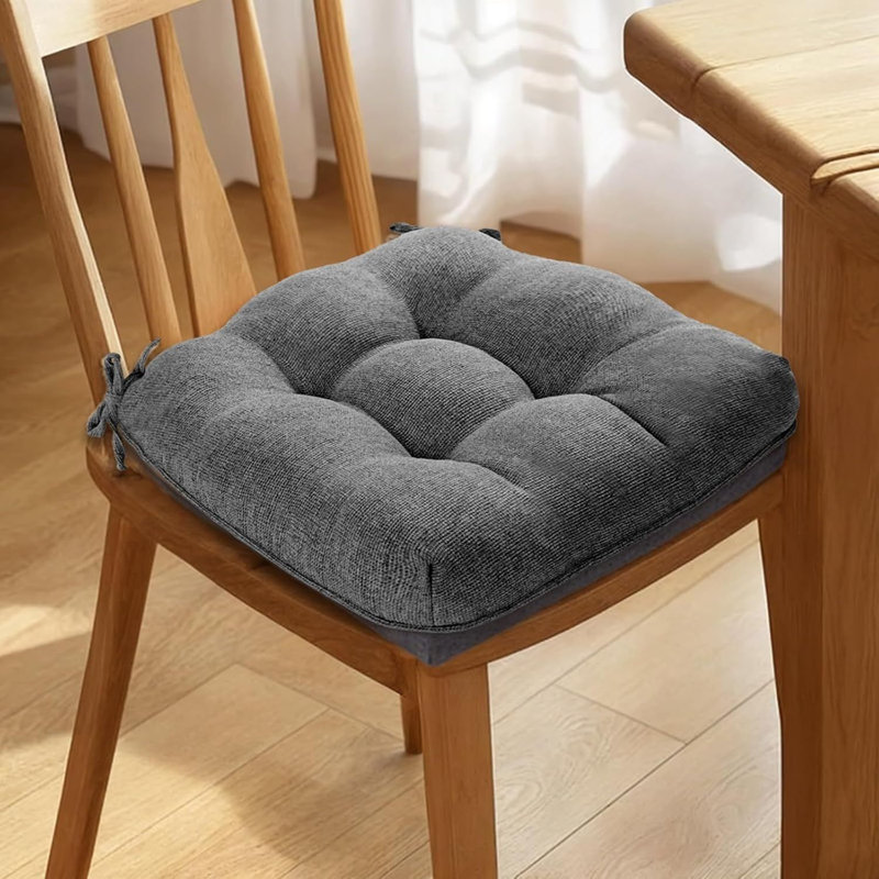 Dining Chair Cushions Set Of 4 Memory Foam 15.5 Inch Grey