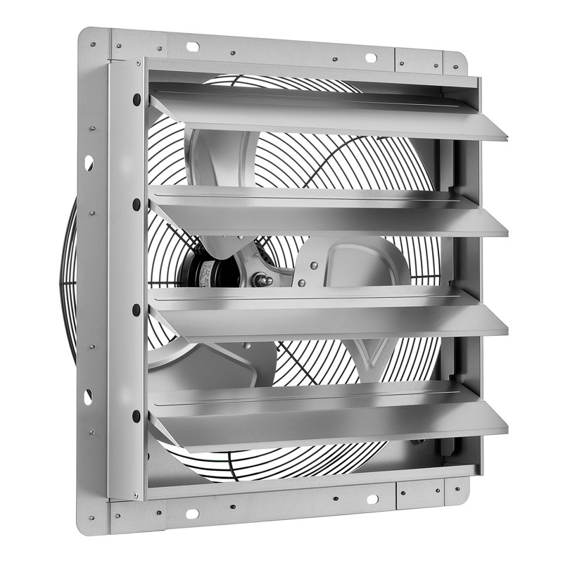 Ventilateur d'extraction mural à volets automatiques de 40 cm (16 pouces), argenté, 2438 CFM, silencieux, boîtier en acier robuste, moteur à courant alternatif, ventilation et refroidissement pour grenier, garage, grange, serre, atelier