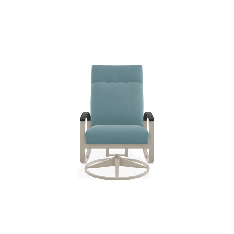 Chaise berçante pivotante réglable avec coussins Askar, Bleu minéral, Graphite classique P30, Blanc brillant