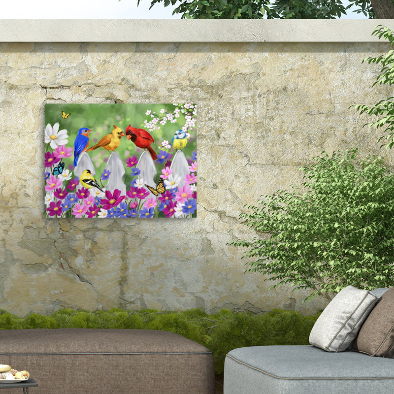 Oiseaux chanteurs et fleurs Jean Jean, H 14 po x l 19 po