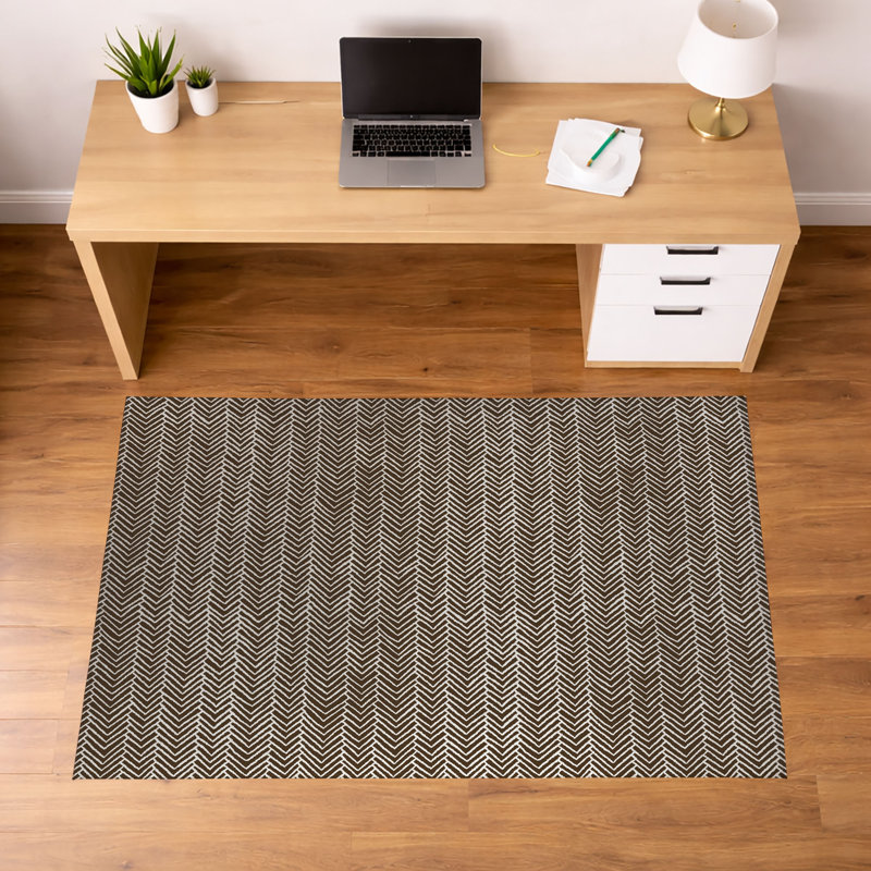 Tapis de bureau léger à chevrons, L 84 po x P 60 po, Brun moka