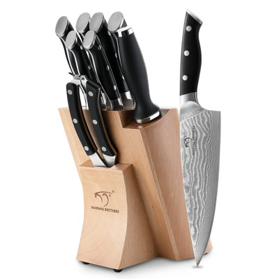 9-Piece VG10 Damascus Knife Set, ABS Handle
