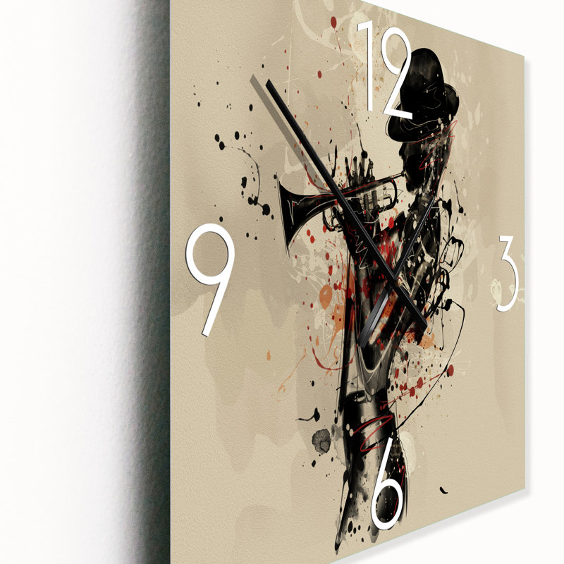 Femme jouant de la trompette jazz - horloge murale moderne, Très grand