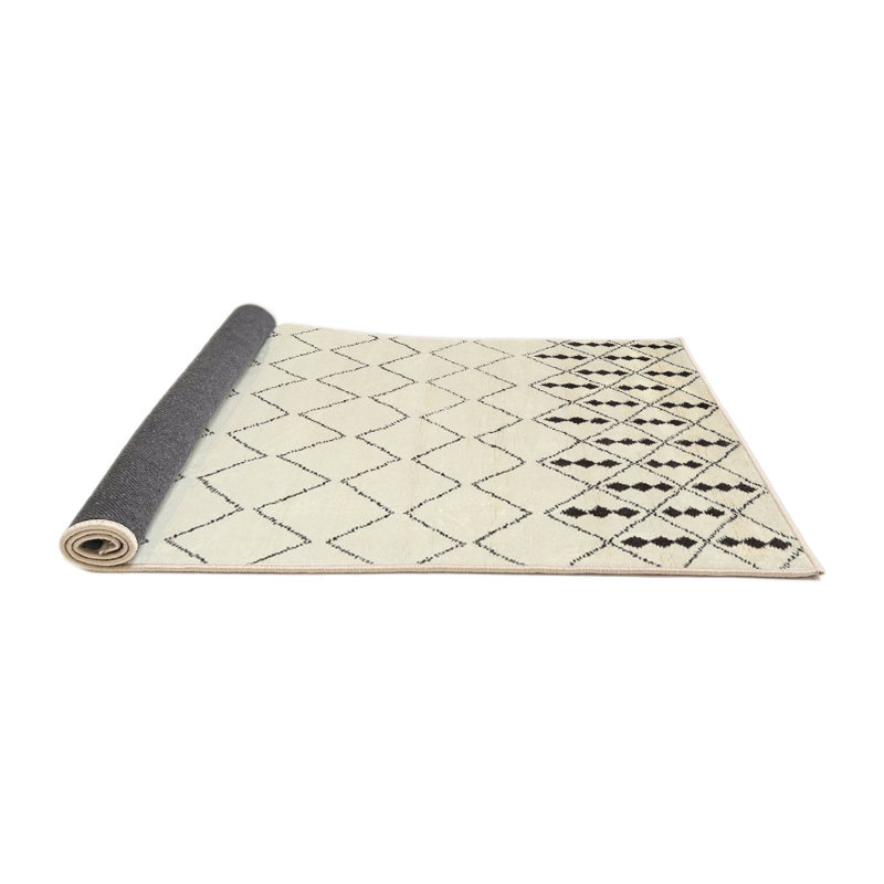 Tapis contemporain beige / noir, Rond 5 pi