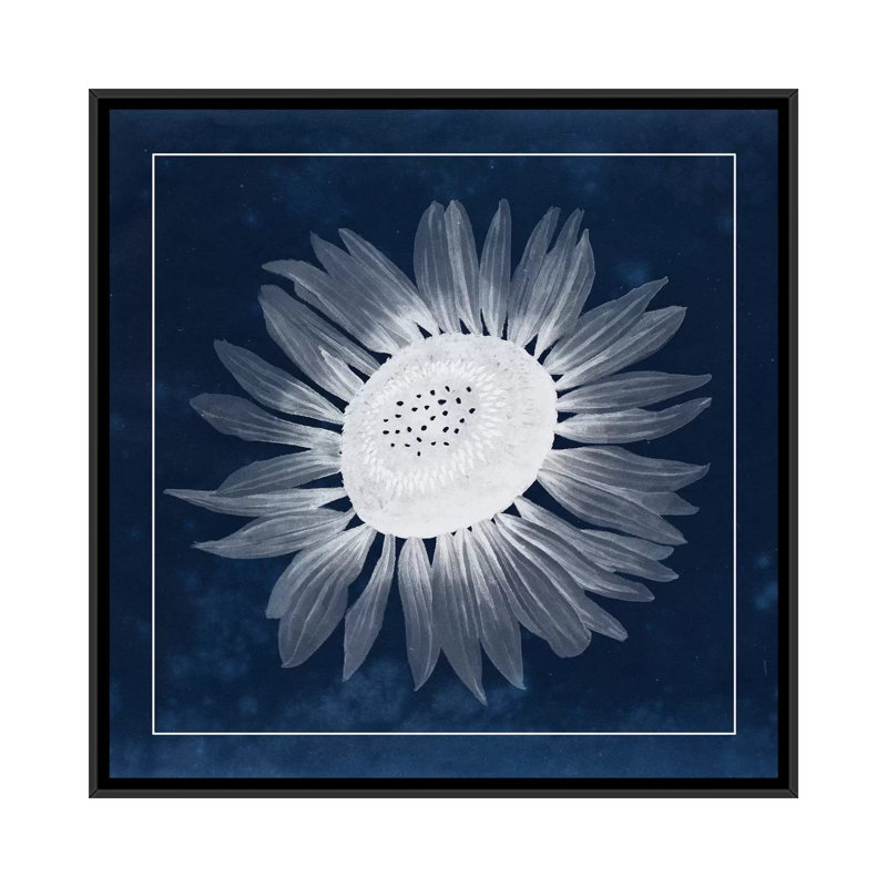 « moon fleur ii », reproduction d’impression sur toile, H 18 po x l 18 po x P 1,5 po, Toile avec cadre flottant noir