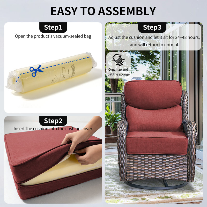 Smishape Outdoor Cushion Set, 6 Inch Deep Seat Patio Furniture Cushions With Removable Cover,Replacement Patio Cushion Set For Chair,Sofa,Loveseat