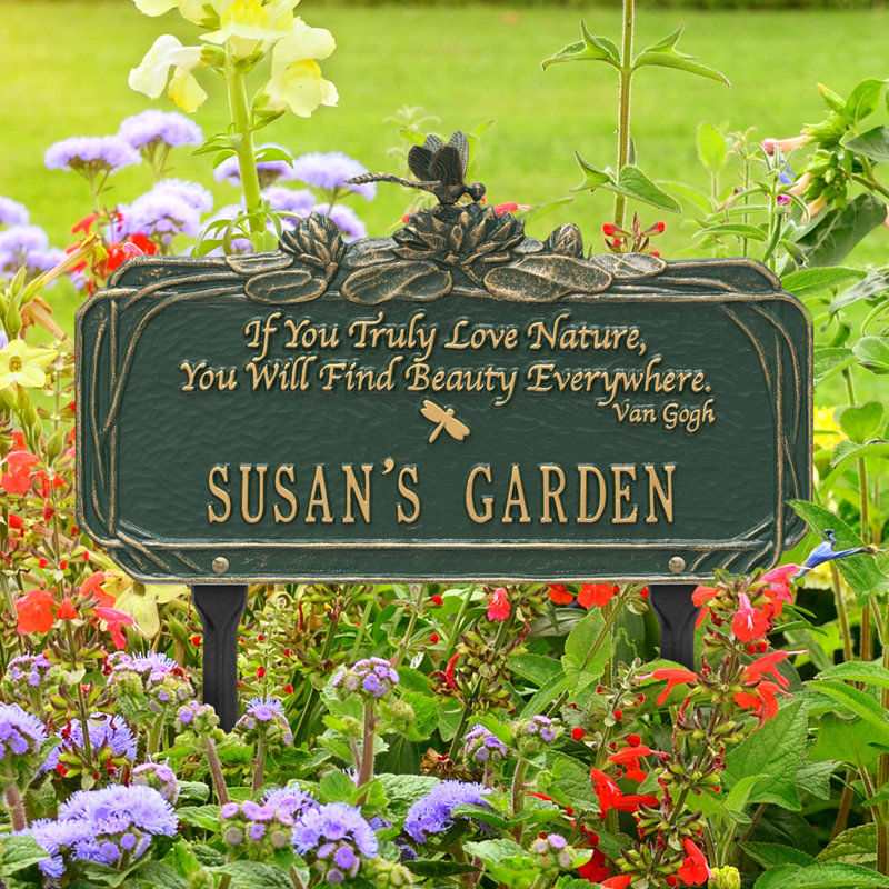 Signe de jardin libellule, Vert/doré