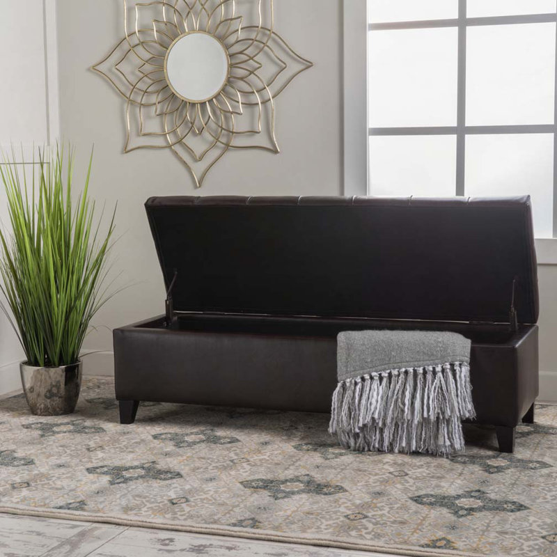 Boucle Upholstered Bench with Rubber Wood Legs,, Dark Brown