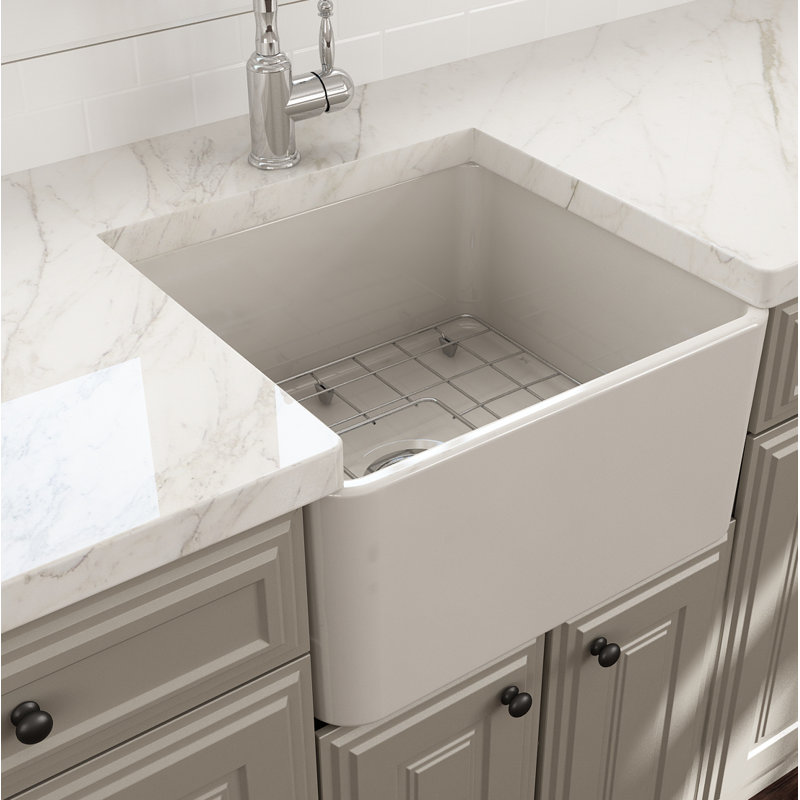 20 in. L Farmhouse Kitchen Sink, Biscuit
