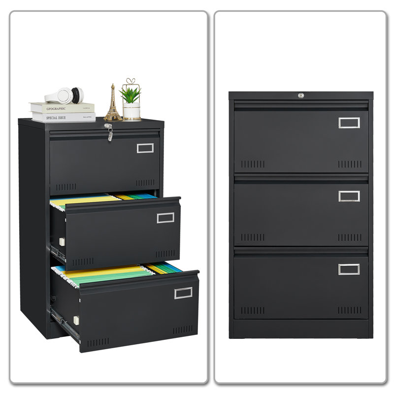Maigon 23.63'' Wide 3 -Drawer File Cabinet, Black