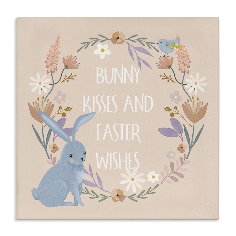 «Bunny Kisses Christmas Wishes», art mural sur toile par Nina Blue, H 17 po x l 17 po