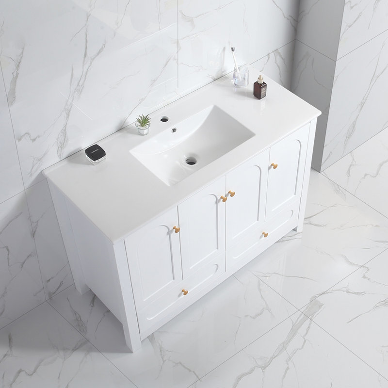 Ensemble de meuble-lavabo avec lavabo en céramique, Blanc