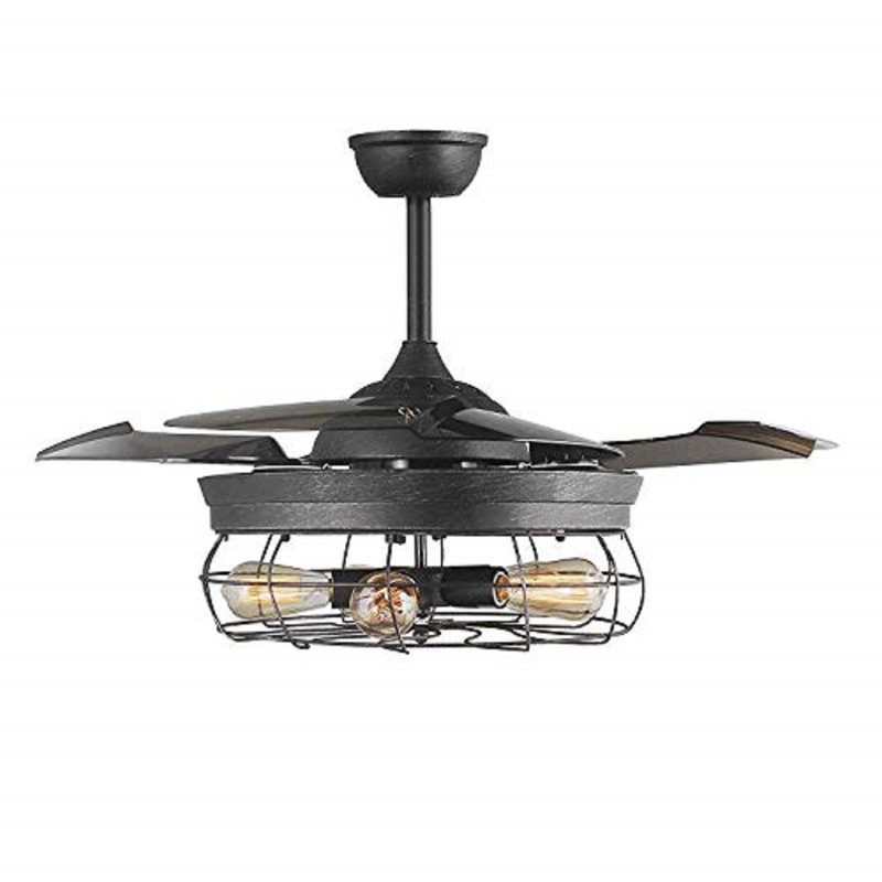 Ventilateur de plafond à DEL 3 pales 45 po avec télécommande et ensemble d'éclairage inclus Albin, Noir mat