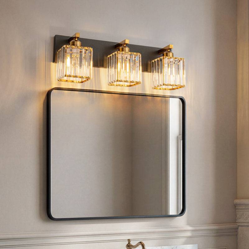Lanceton Dimmable Vanity Light, Black/Gold, 3 Lights