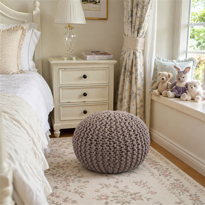 Pouf tricoté en coton 20 x 20