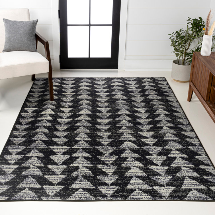Kellman Moroccan Triangle Geometric Black/Cream Rug