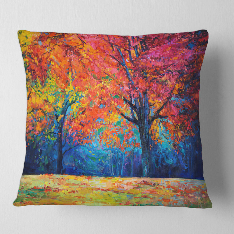 Housse et insert de coussin carré Vibrant Tree in Landscape, 18" x 18"