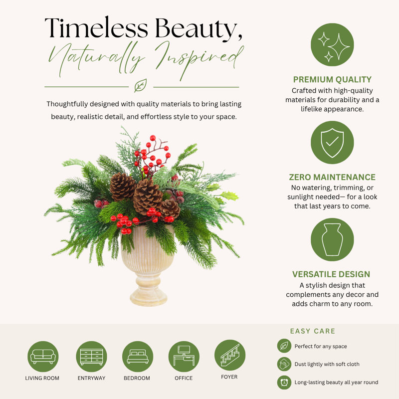 Holiday Centerpiece with Pinecones and Berries