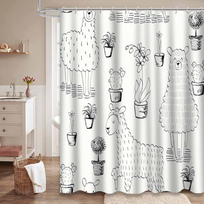 Rideau de douche imperméable AlpacaCactus, L 72 po x l 78 po