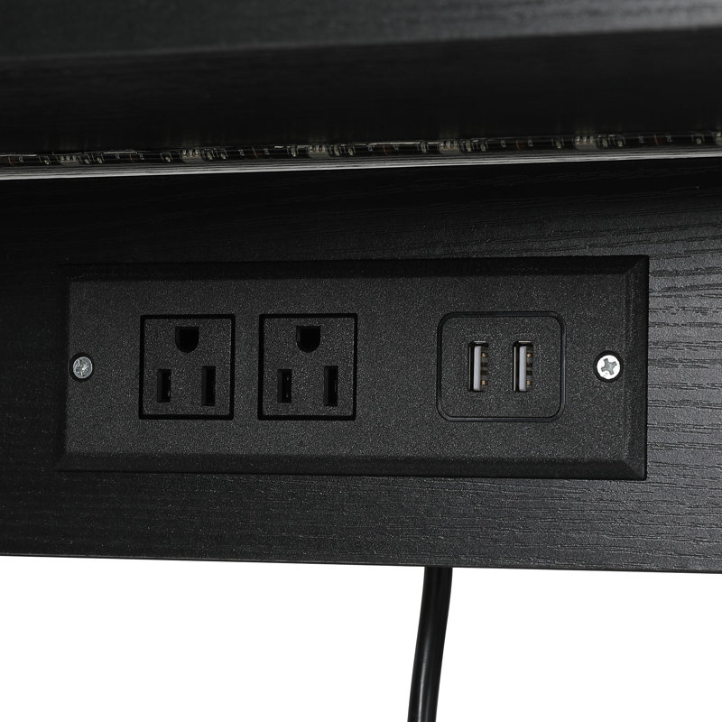 Kyila 2 Drawer File Cabinet With Power Outlet And USB Charging Port, Printer Stand With Open Storage Shelf With Lighting