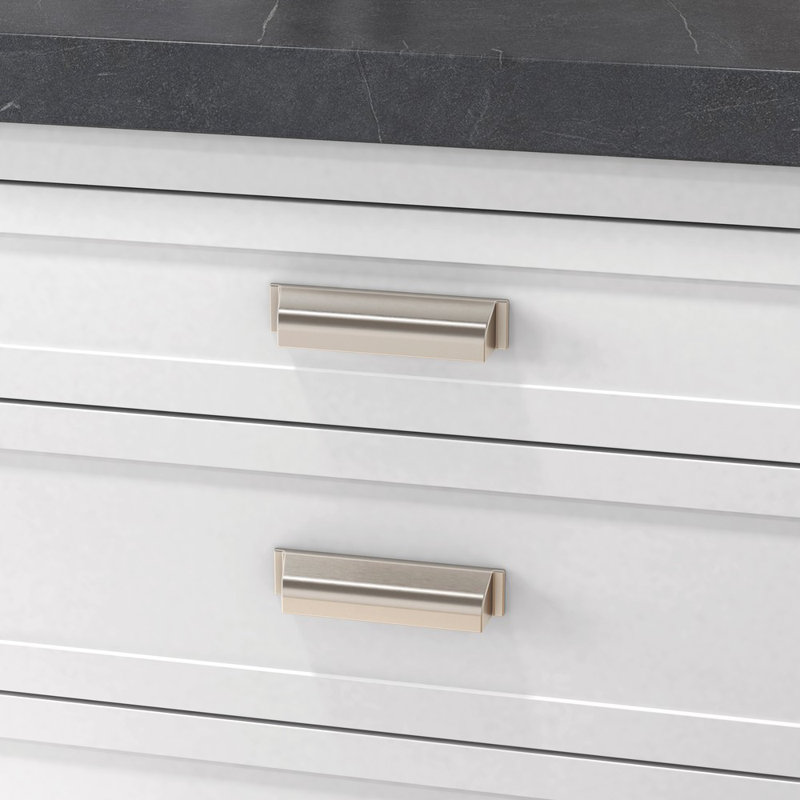 Satin Nickel Brushed Cup Pull with Mounting Hardware