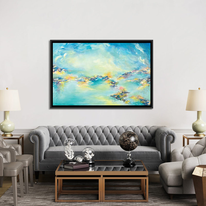 « sea to sky » sur toile, H 40 po x l 60 po x P 1,5 po, Toile avec cadre noir, Pas de tapis