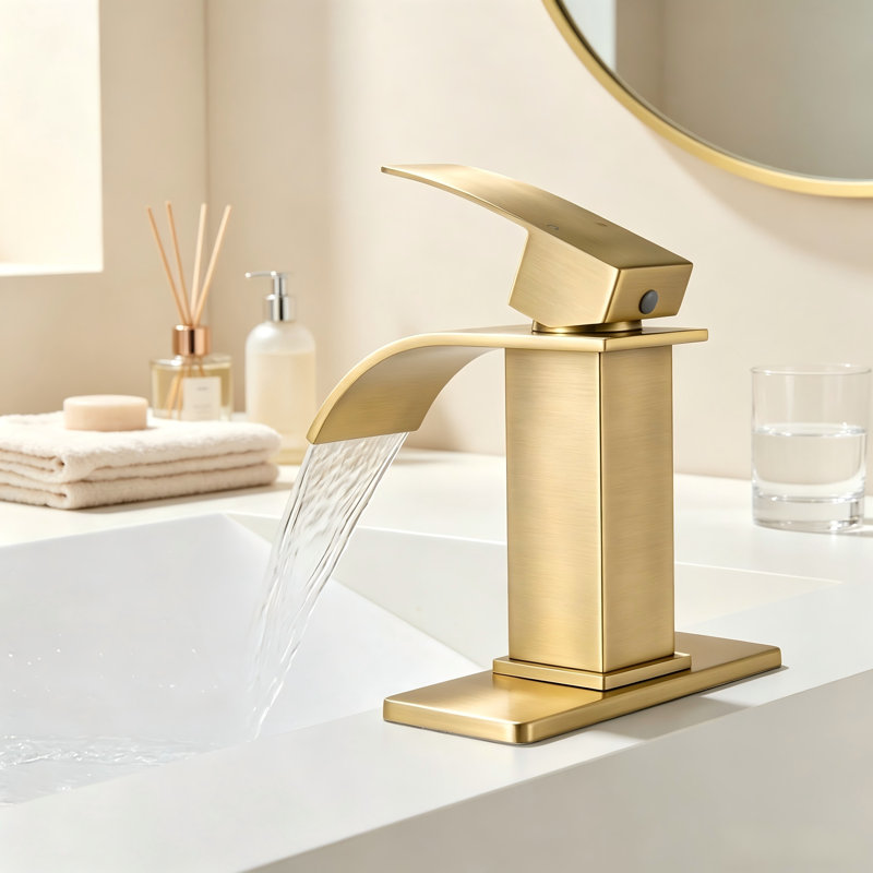 Robinet à un trou avec bonde escamotable, Brushed Gold