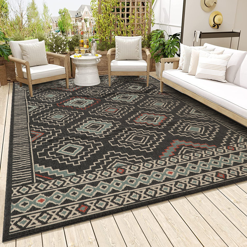 Tribu Southwestern Geometric Indoor/Outdoor Performance Area Rug, Rectangle 5' x 7'