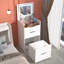 Meuble-lavabo de 18,9 po de largeur avec tabouret de rangement, miroir éclairé et 3 tiroirs Shiona