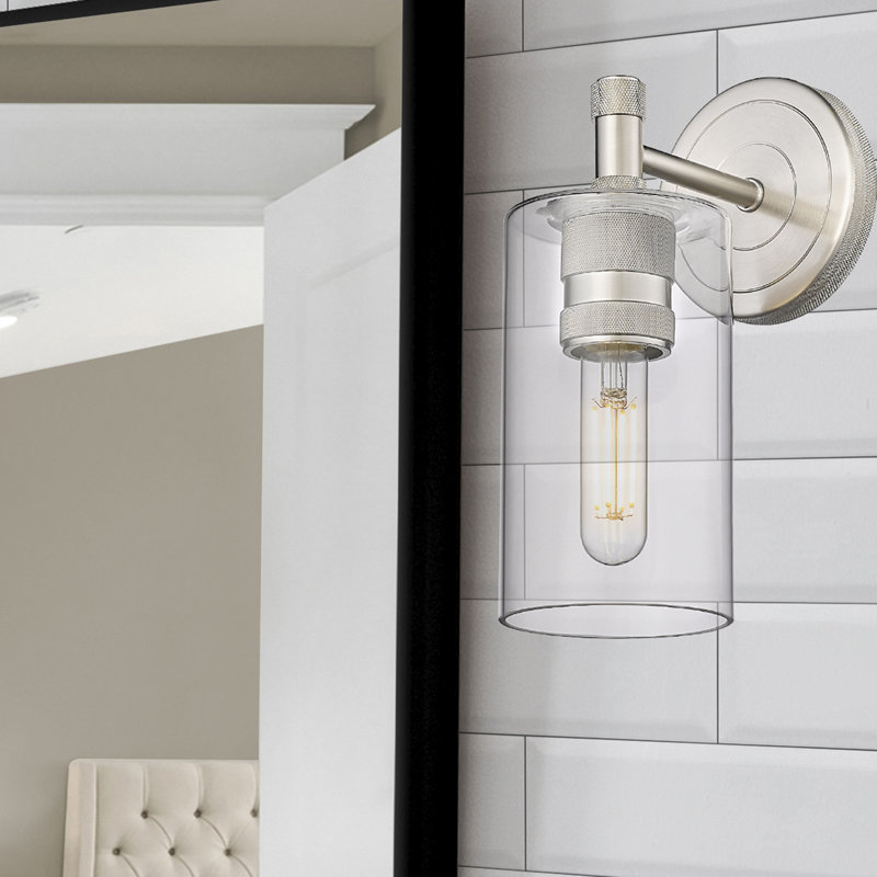 Applique murale 1 lumière Crown Point, Clair, Nickel satiné, H 10,5 po x l 3,88 po x P 6,5 po
