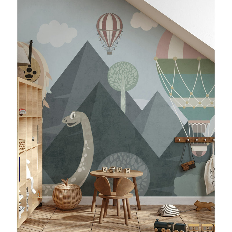 Papier peint amovible bébé bébé dinosaure à air chaud, L 35,04 po x l 55 po
