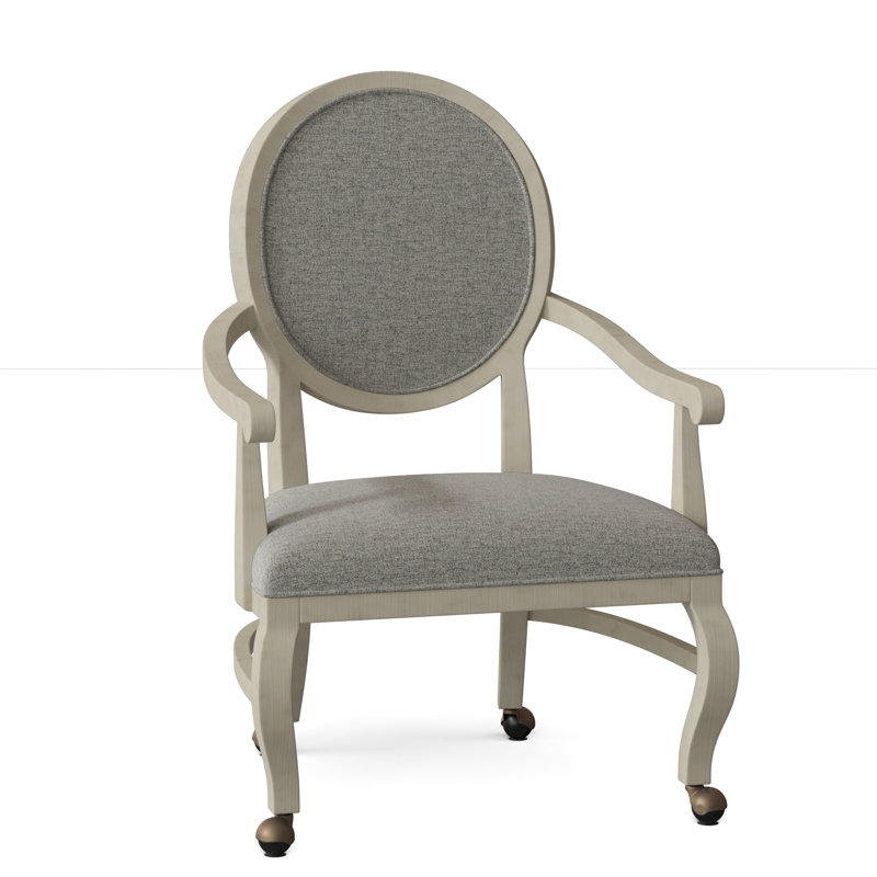 Oakland Upholstered King Louis Back Arm Chair, 8789 Indigo, Almond Buff