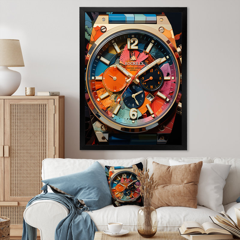 Titanium Luxury Watch - Art mural sur toile tendance, Cadre photo noir, H 32 po x l 24 po x P 1 po