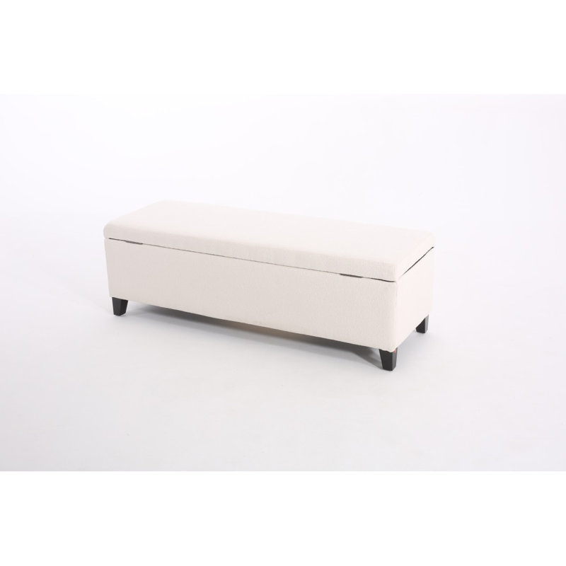 Marquila 51" Wide Rectangle Storage Ottoman, Beige Teddy