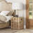 Lannigan Vintage Storage Chest with Buckle Hinged Top, Wooden Accent End Side Table