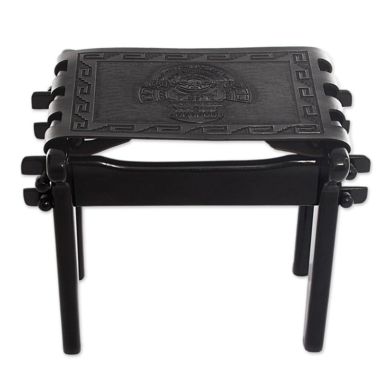 Tabouret d'appoint en bois et cuir
