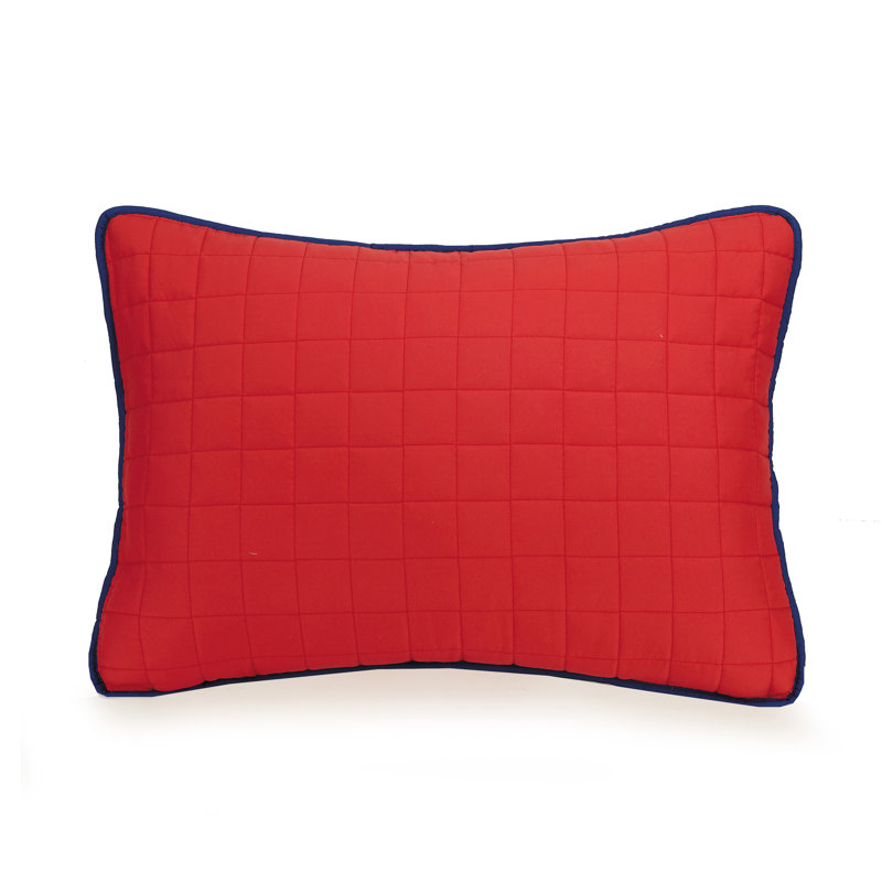  Ayer Solid Red & Blue Microfiber Reversible Kids & Teens Quilt Set, Twin Quilt + 1 Standard Sham