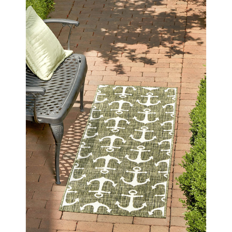 Machine Woven Polypropylene Plastic Rug, Runner 2'7" x 12'